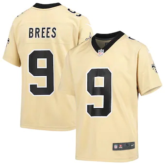 youth nike drew brees gold new orleans saints inverted game